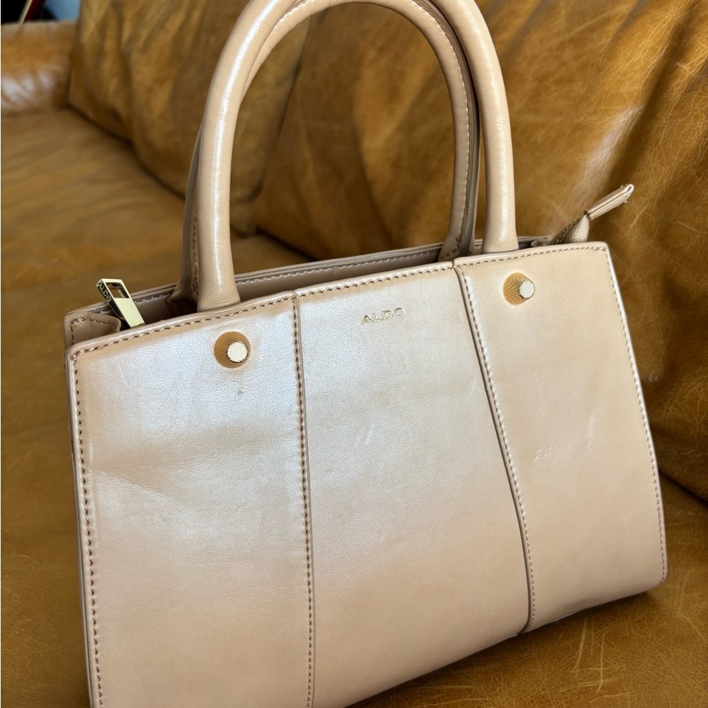 ALDO Camel Tan Leather Structured Satchel - Picture 12 of 16